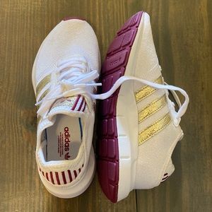 White gold/purple adidas